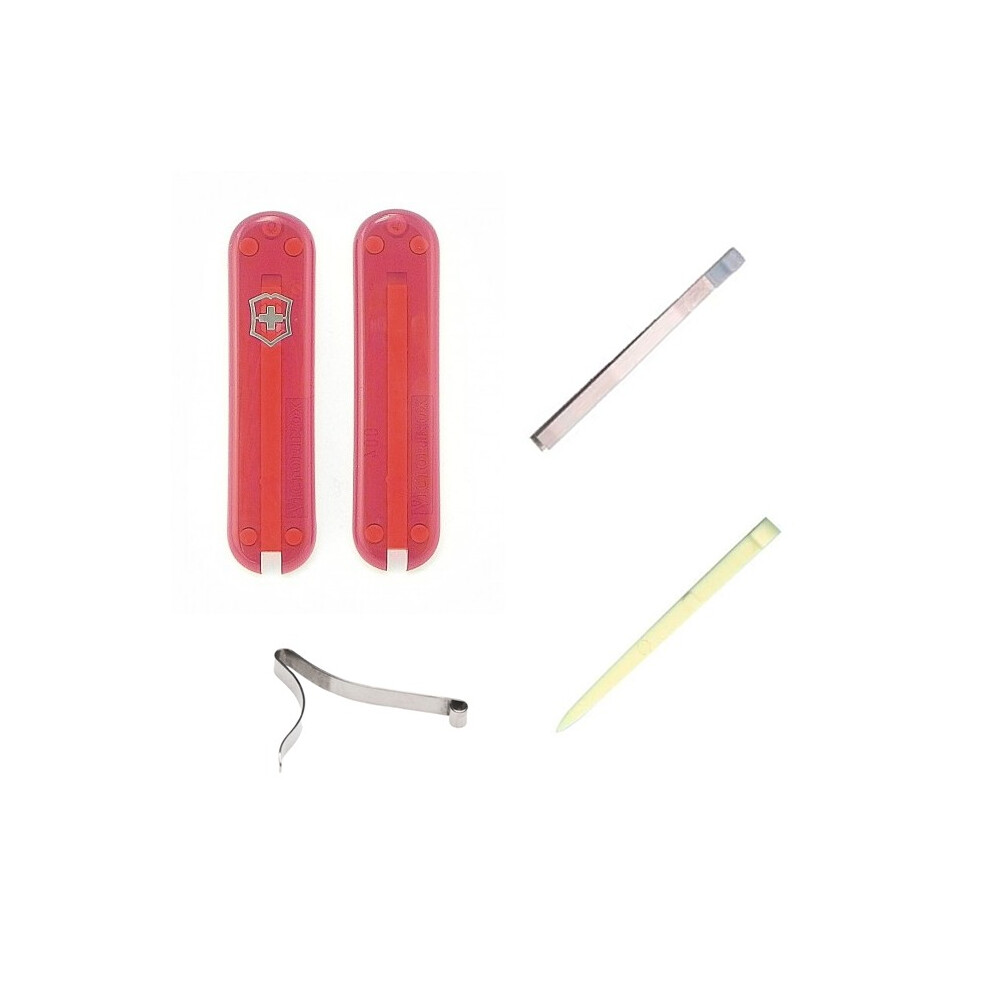 (Translucent Red) Victorinox 58mm Swiss Army Knife Spares - Tweezers Toothpick Spring Handles