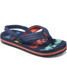 (6, Stripe Navy Palm) Reef Little Ahi Kids Boys Summer Beach Holiday Pool Slip On Flip Flops Sandals
