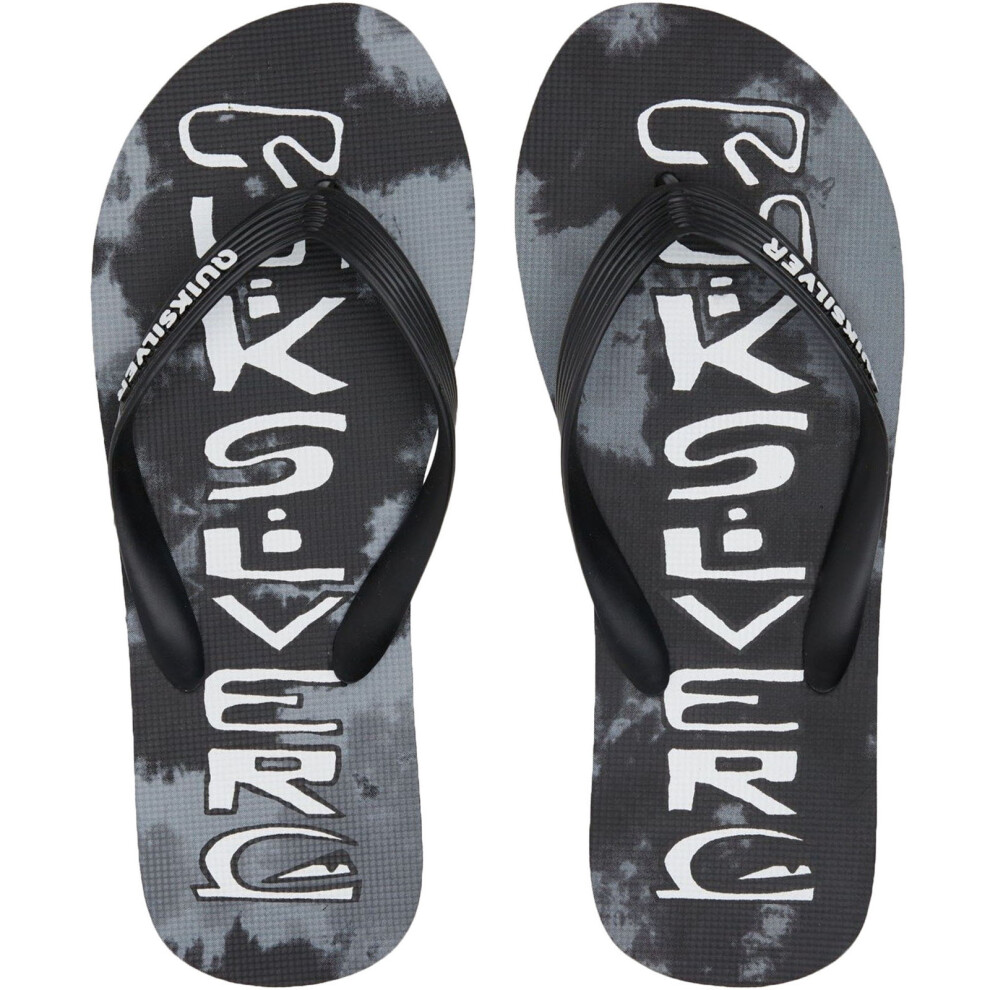 (12 UK, Black) Quiksilver Mens MoloKai Acid Drop Summer Beach Pool Sandals Thongs Flip Flops