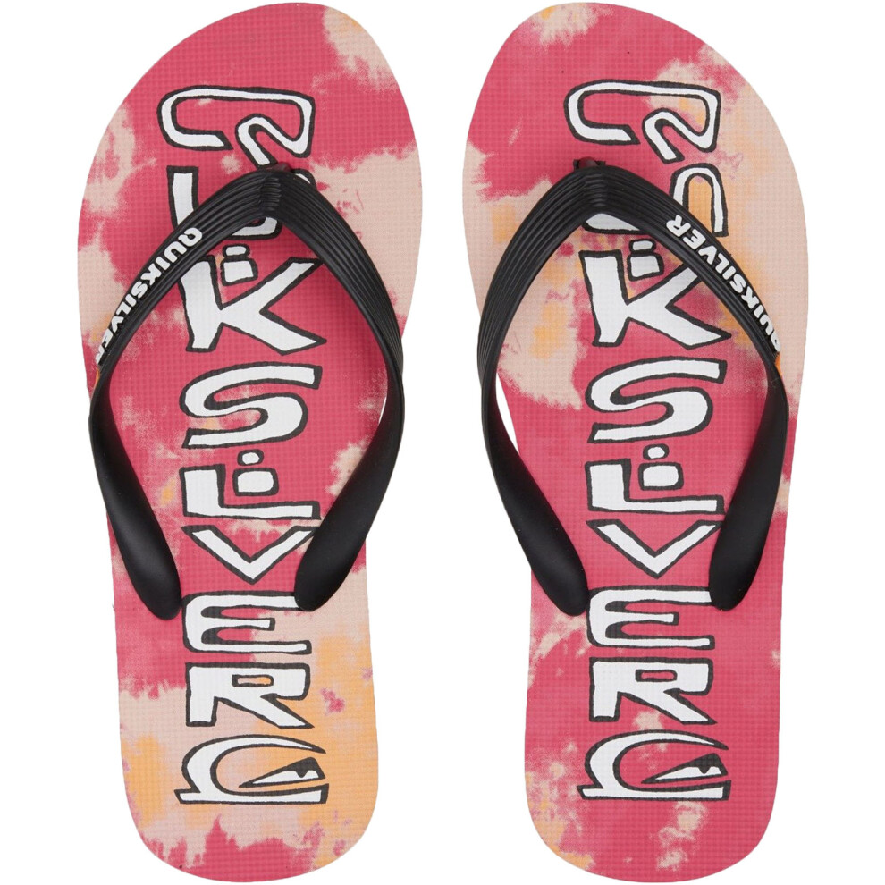 (12 UK, Black/Orange) Quiksilver Mens MoloKai Acid Drop Summer Beach Pool Sandals Thongs Flip Flops