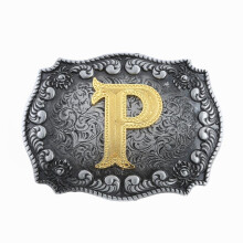 Western Cowboy Letter P Belt Buckle Personalised Casual