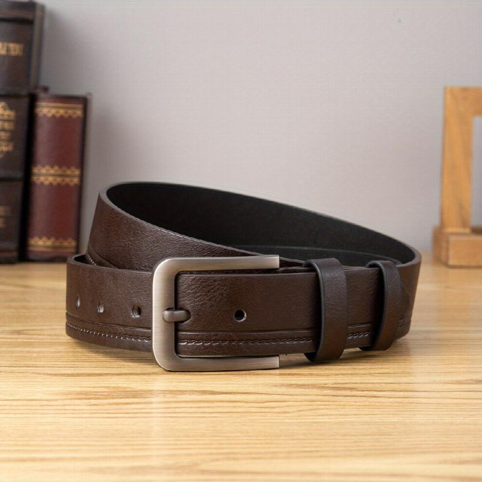 Mens Wrapped Edge Single Jack Dress Belt Mens Western Style Alloy Needle Buckle PU Belt Uniform Suit Accessories-image-OPC-PC6CTM2-NEW