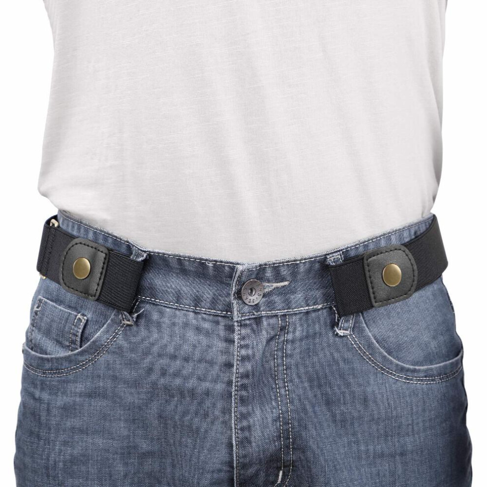1Pc Mens Buckleless Belt Jeans No Buckle Stretch Belt Black