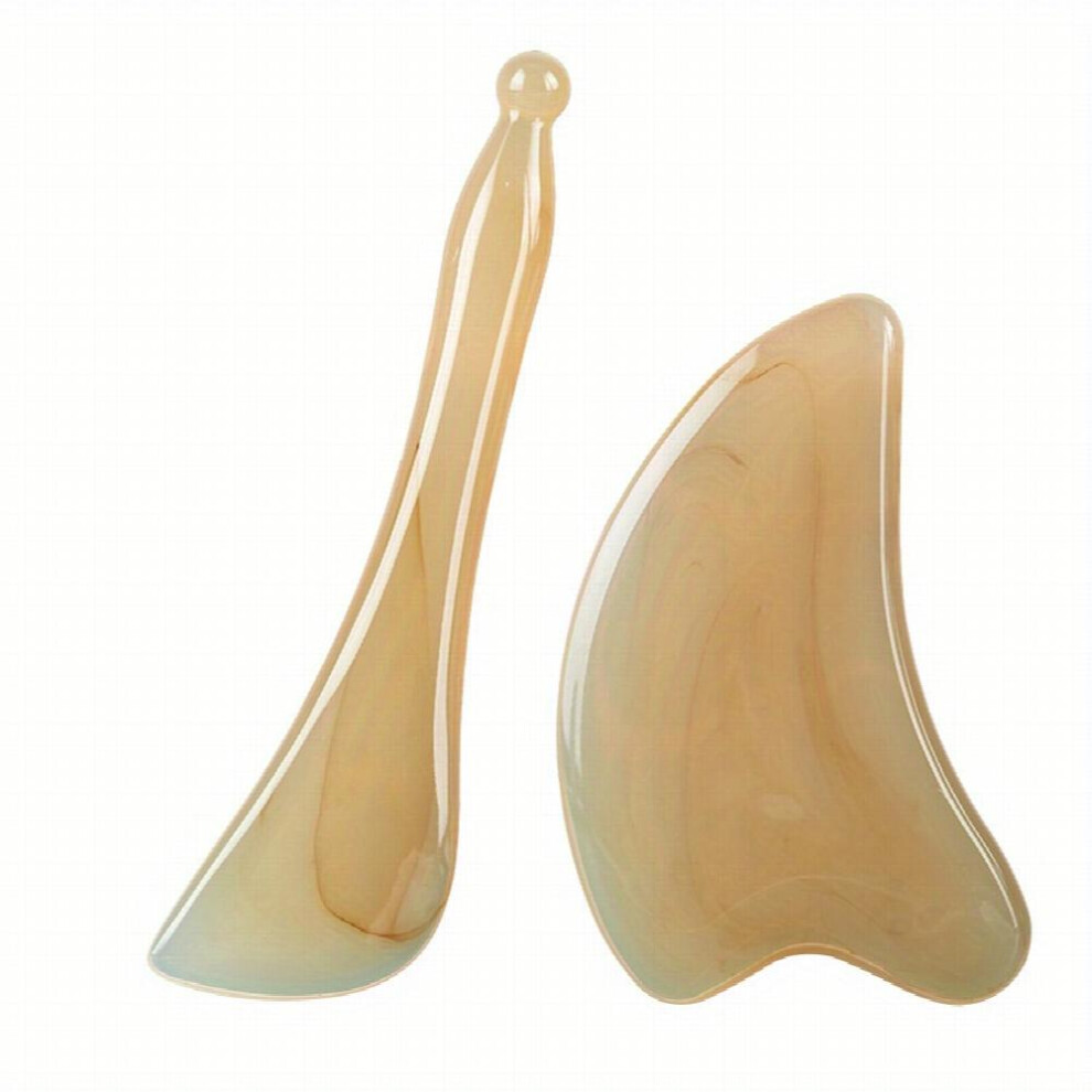 Traditional Chinese Facial Massage Tool with Faux OX Horn Gua Sha Board SPA Massage Tool for Acupuncture Scraper and Body Massage