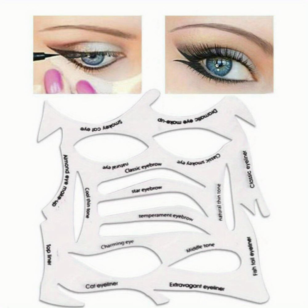 Eyeliner Eyebrow Stencils Stickers Set Quick Makeup Stencils Smokey Eye Stencil With Eyebrows Shape Sticker And Eyeliner Stencil Reusable For Women Ey