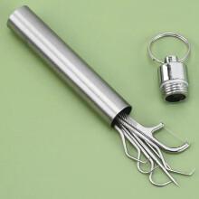 Stainless Steel Toothpicks Set Portable Floss Pick Reusable Metal Toothpicks Tooth Cleaning Kit With Keychain Holder For Outdoor Picnic Camping Travel