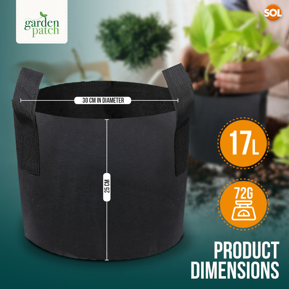 2pk 17L Fabric Grow Bags Ideal for Potato & Vegetable Planters