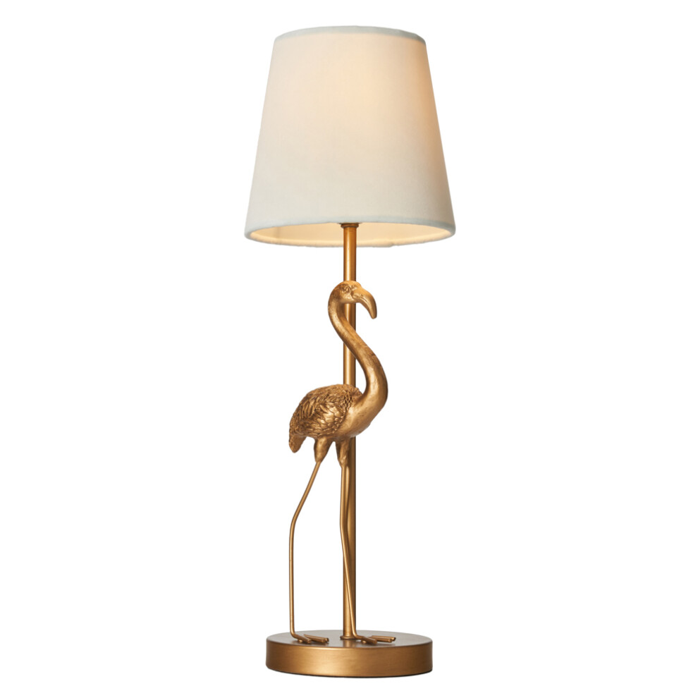 Litecraft Table Lamp Flamingo Base With Ivory Tapered Shade - Copper