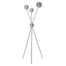 Litecraft Tripod Floor Lamp 3 Light With Smoke Ball Shades - Nickel
