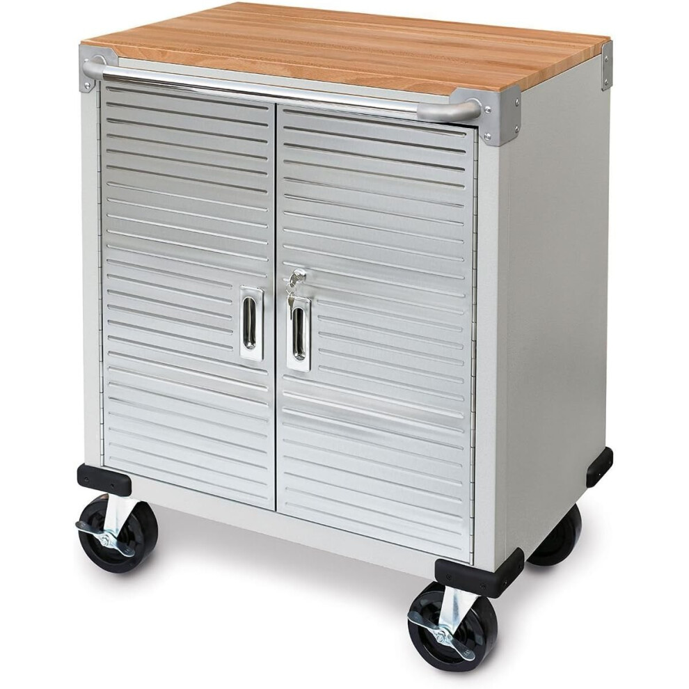 Seville Classics Stainless Steel Workshop Trolley with Granite Sides