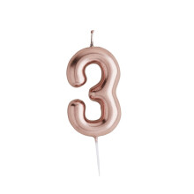 (3) Metallic Rose Gold Number Candles Birthday Cake Candle Party Decoration Wedding Anniversary Party Cake Topper