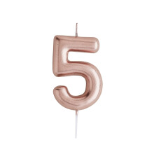 (5) Metallic Rose Gold Number Candles Birthday Cake Candle Party Decoration Wedding Anniversary Party Cake Topper