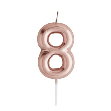 (8) Metallic Rose Gold Number Candles Birthday Cake Candle Party Decoration Wedding Anniversary Party Cake Topper