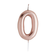 (Zero) Metallic Rose Gold Number Candles Birthday Cake Candle Party Decoration Wedding Anniversary Party Cake Topper