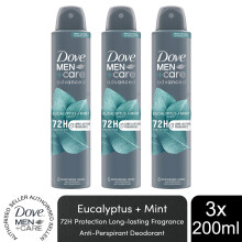 Dove Men+Care Advanced AP Deodorant Spray Eucalyptus + Mint, 3x200ml