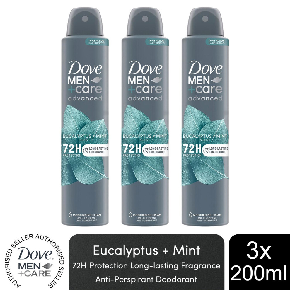 Dove Men+Care Advanced AP Deodorant Spray Eucalyptus + Mint, 3x200ml