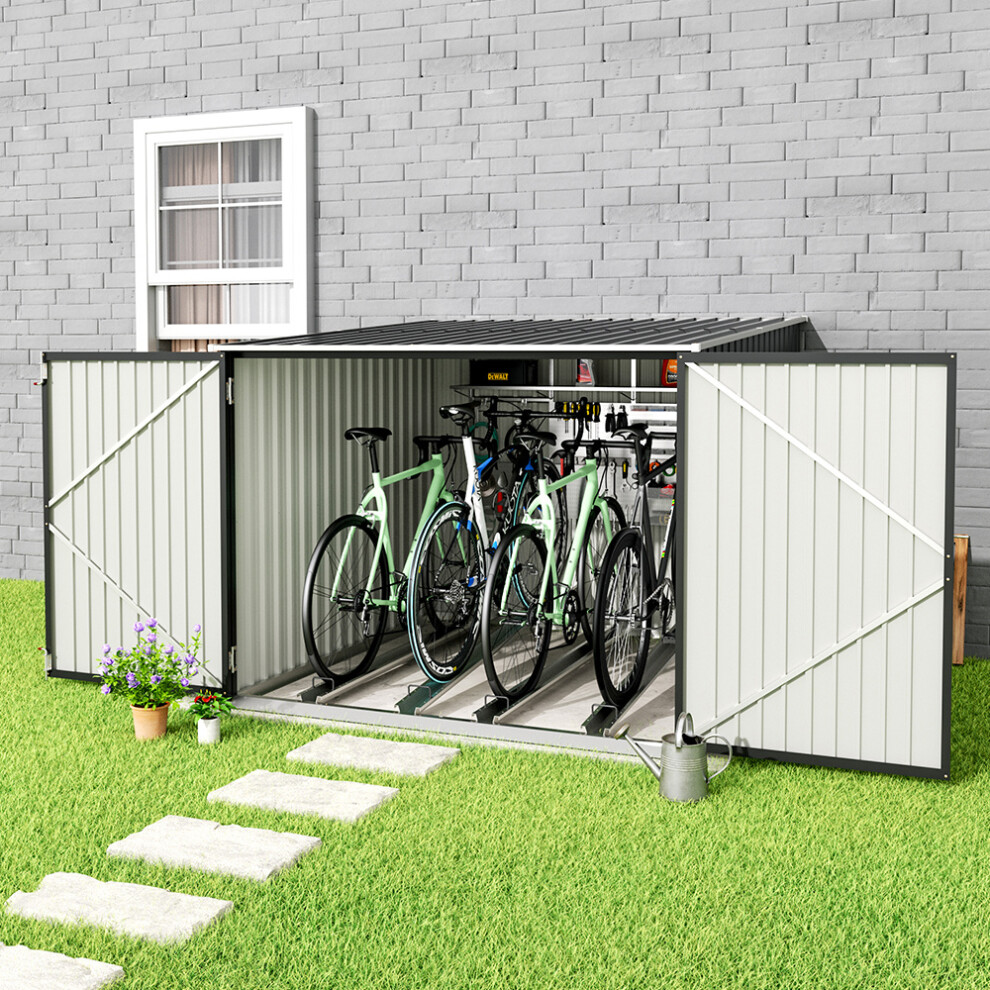 205cm D Metal Outdoor Bike Shed Bicycle Storage Shed