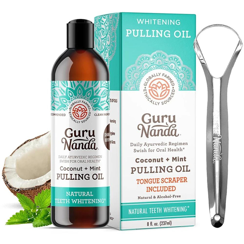 GuruNanda Coconut Mint Pulling Oil Mouthwash Alcohol-free Teeth Whitening