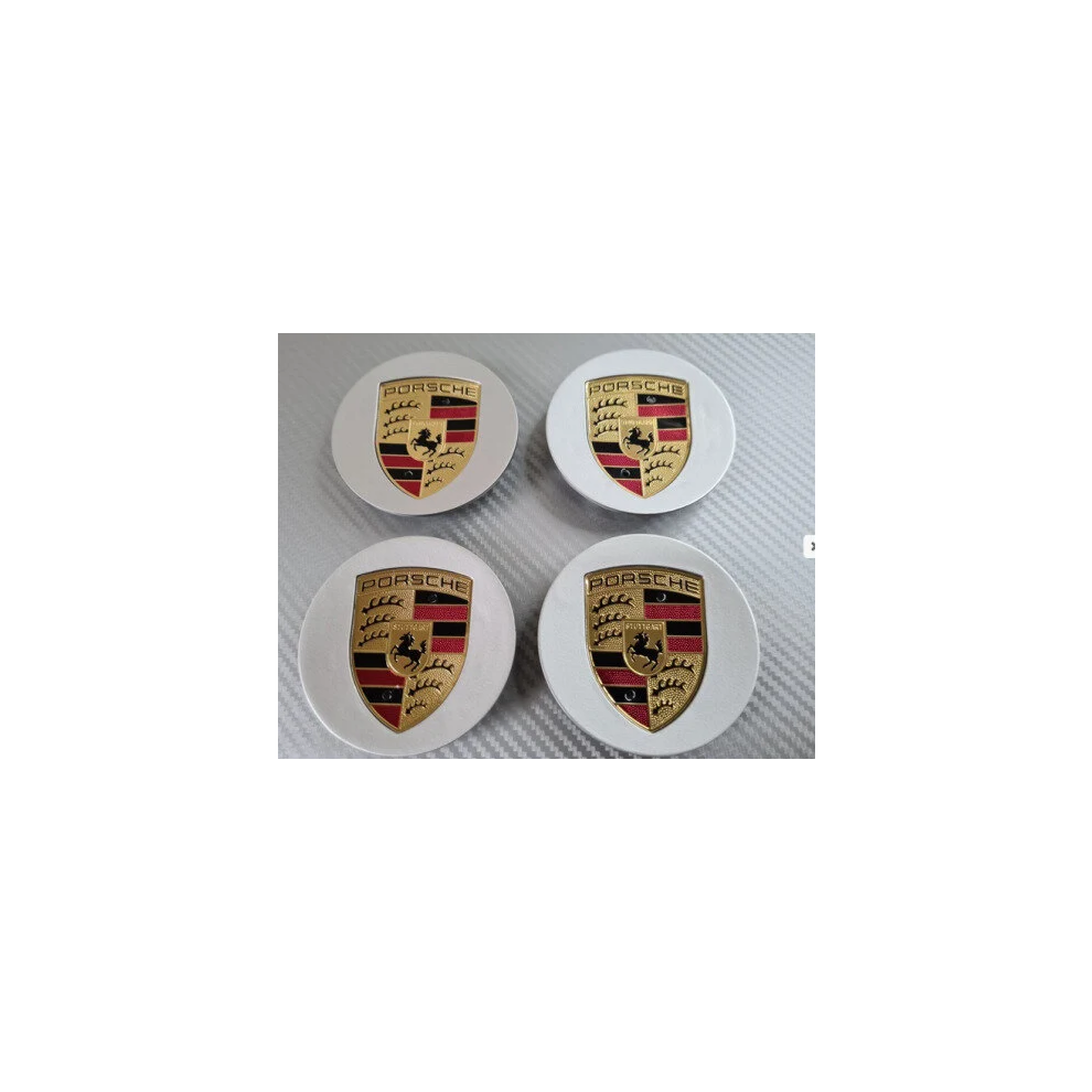 Newjass 4Pcs Porsche Wheel Centre Caps 76Mm Silver