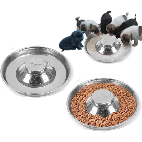 Stainless Feeder Bowl Dish Puppy Dog Cat Litter Food Feeding Weaning on ...