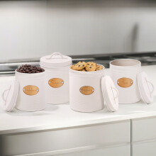 Kitchen Canister Set Tea Coffee Sugar Biscuit Tin Food Storage Handle