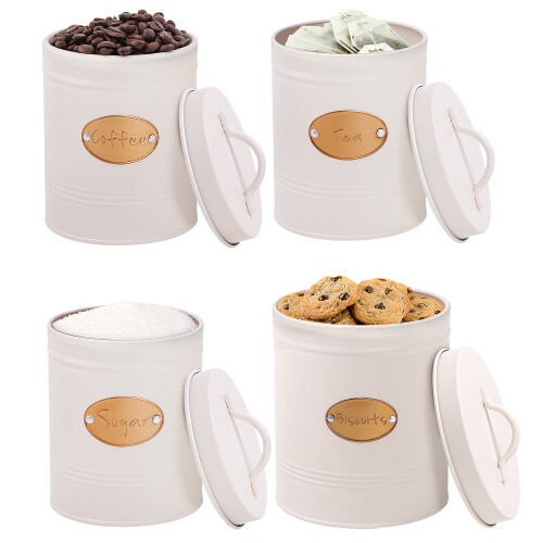 Daniel James Kitchen Canister Set Tea Coffee Sugar Biscuit Tin Food Storage Handle 2