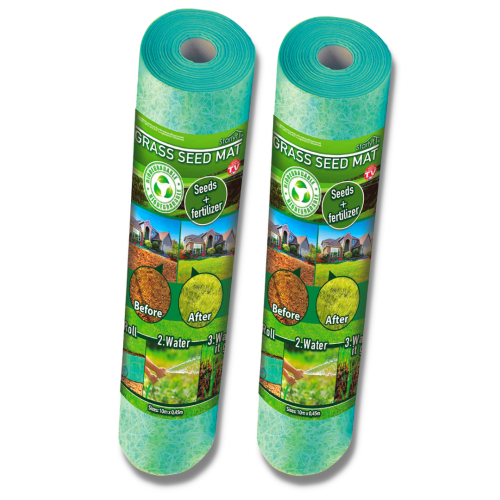 (2 units) Grass Seed Mat, Biodegradable Material, Includes fertiliser, All-in-one Growing Solution, 10X0.45mts