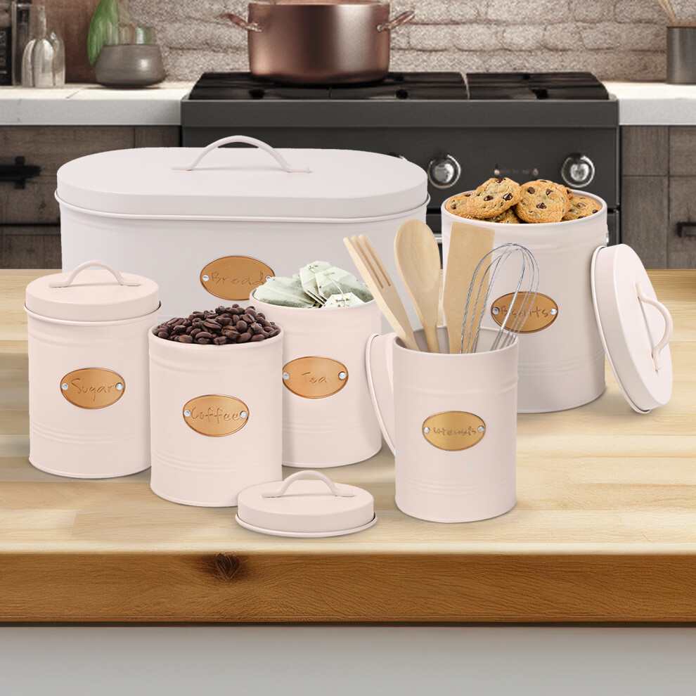 6 Piece Kitchen Storage Essential's Cream Canister Set