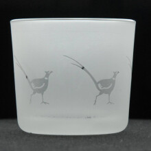 Tea Light Candle Holder Glass Votive Home Decor Clear Novelty Pheasant