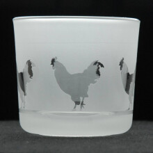 Tea Light Candle Holder Glass Votive Home Decor Clear Chicken Cockerel