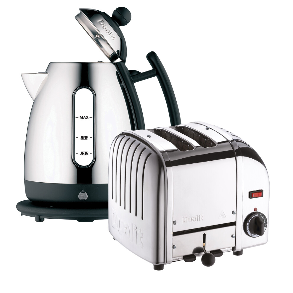 Dualit Classic 2 Slice Toaster & 1 Litre LITE Kettle Set, Stainless Steel