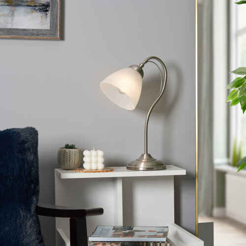 Litecraft Barcelona Satin Nickel Table Lamp 1