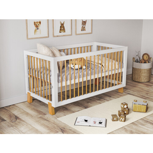 (White / Sunset Pine) Alexander | Cot Bed 140x70cm 2