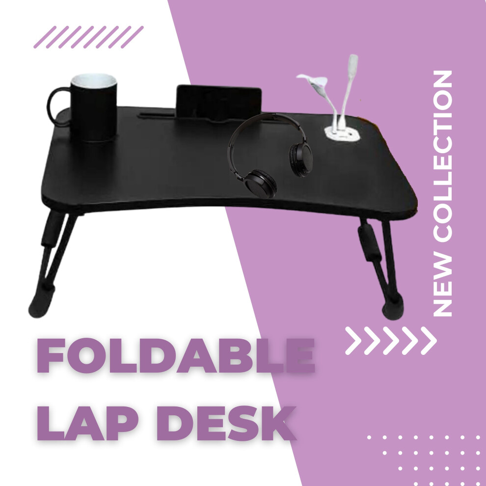 AAMEN Laptop Folding Table with Cup Holder, Laptop Tray For Small Desk