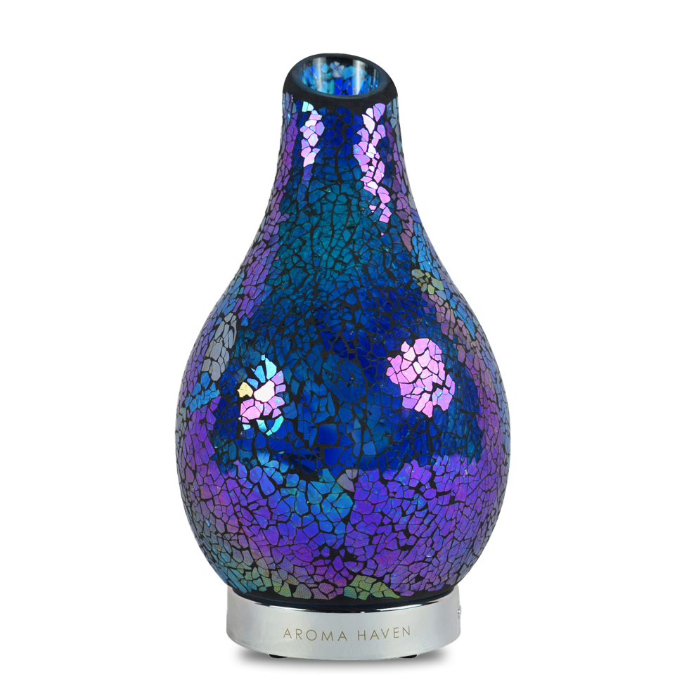 (Edge Blue) Mosaic S1 Aroma Haven Essential Oil Diffuser Aromatherapy Air Mist Diffuser Electric Ultrasonic Aroma Scent Fragrance Humidifier 120ML