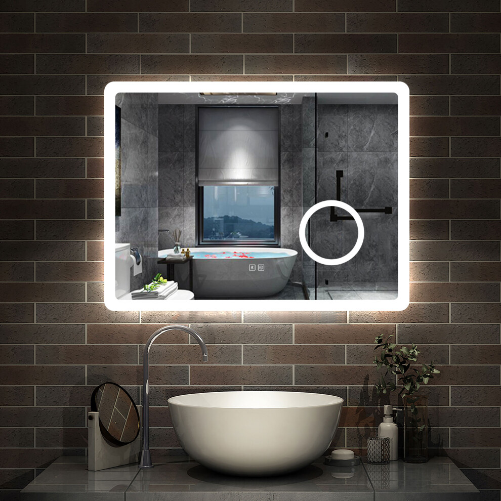 (600x800) Bluetooth Mirror with Shaver Socket Magnifying Mirror