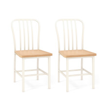Dining Chair Set of 2 Spindle Back Kitchen Chairs with Footrest Metal Frame Navy Chair