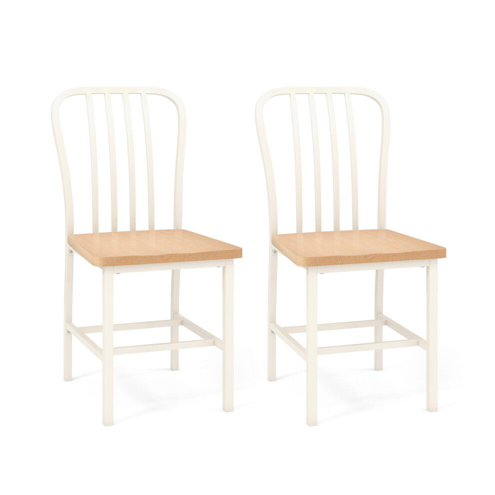 Dining Chair Set of 2 Spindle Back Kitchen Chairs with Footrest Metal Frame Navy Chair