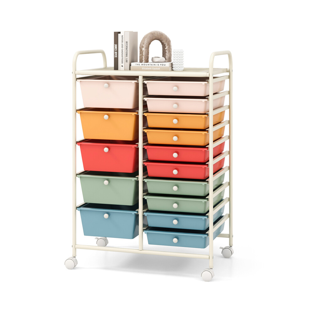 15 Drawers Storage Trolley Mobile Rolling Utility Cart Home Office Organizer