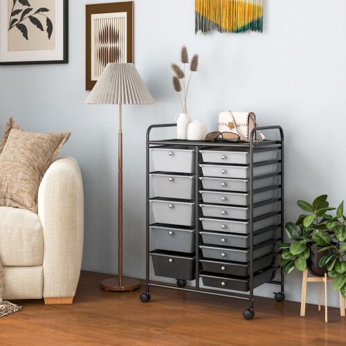 Casart 15 Drawers Storage Trolley Mobile Rolling Utility Cart Home Office Organizer 2