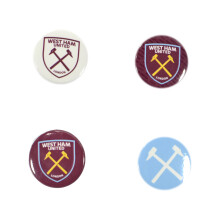 West Ham UTD Four-Pack Button Badges - Set of 4 Football Fan Badges