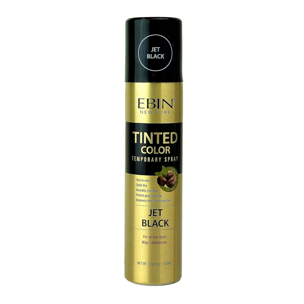 Ebin Black Tinted Color Temporary Spray Jet 3.38Oz