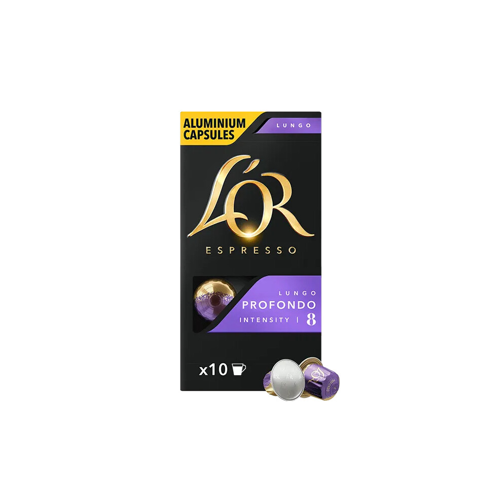 L'OR Nespresso Compatible Capsule Coffee Pods 10 x 110ml Profondo Lungo