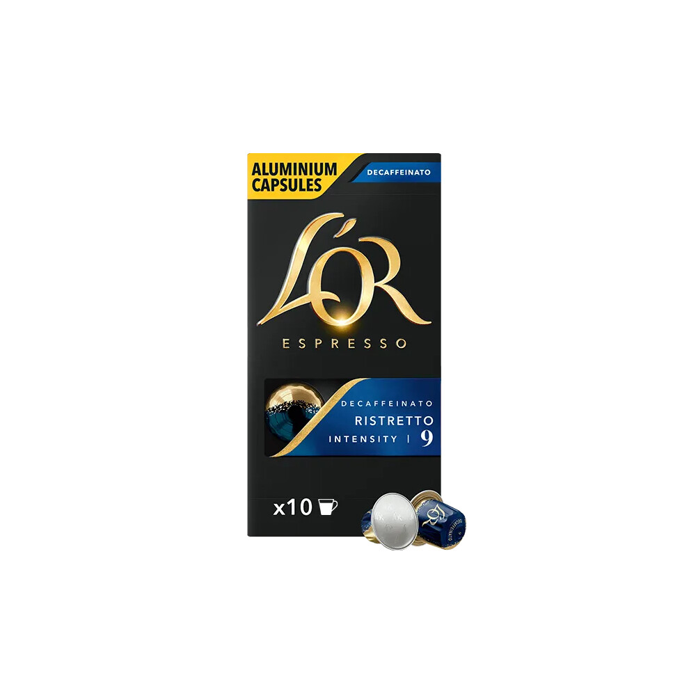 L'OR Nespresso Compatible Capsule Coffee Pods 10 x 40ml Ristretto Decaffeinato