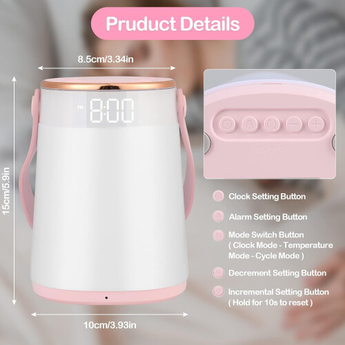 Night Light Dimmable Bedside Table Lamp with Alarm Clock, Time and Temperature Display, Timing and Remote Control 1