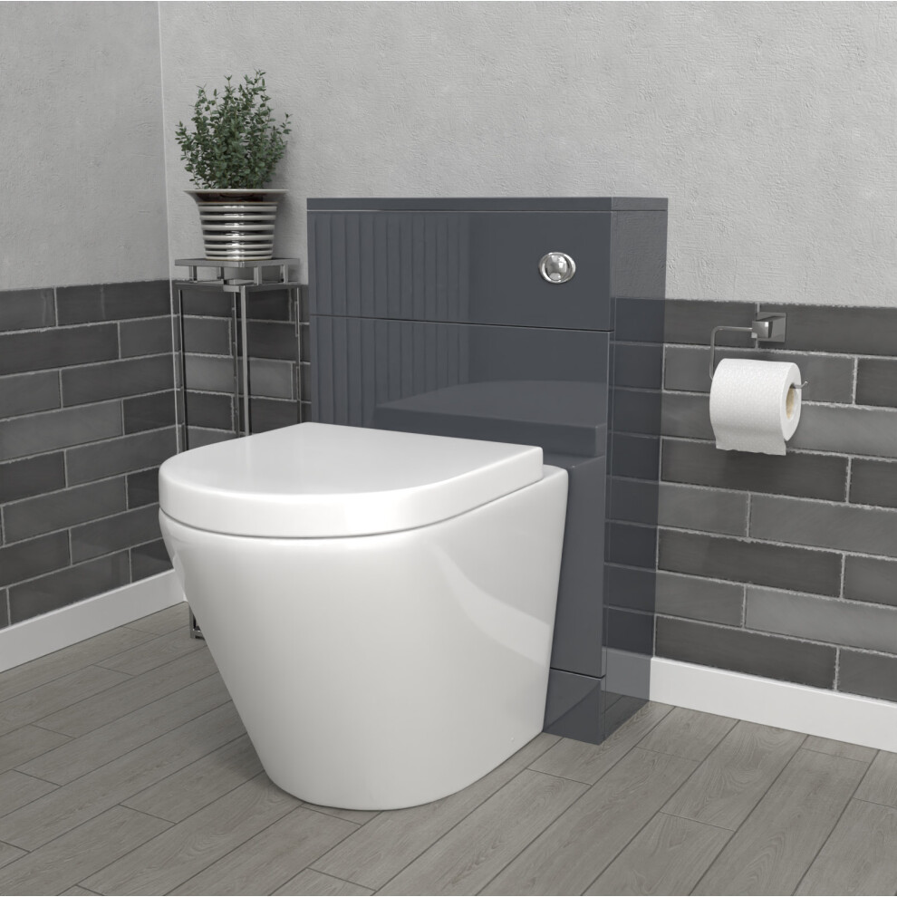 Nes Home Modern 500Mm Back To Wall Rimless Toilet With Wc Unit Anthracite
