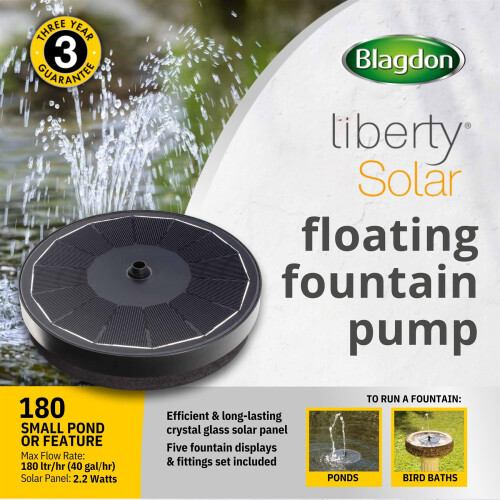 Blagdon Blagdon Liberty Solar Power 180 Mini Floating Fountain Pump for Nature Pool, Small Garden Ponds, Water Features. Bird Baths 2