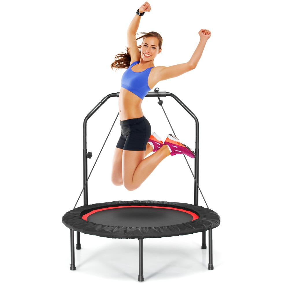 40" Mini Trampoline Foldable Fitness Trampolines w/ Height Adjustable Handle