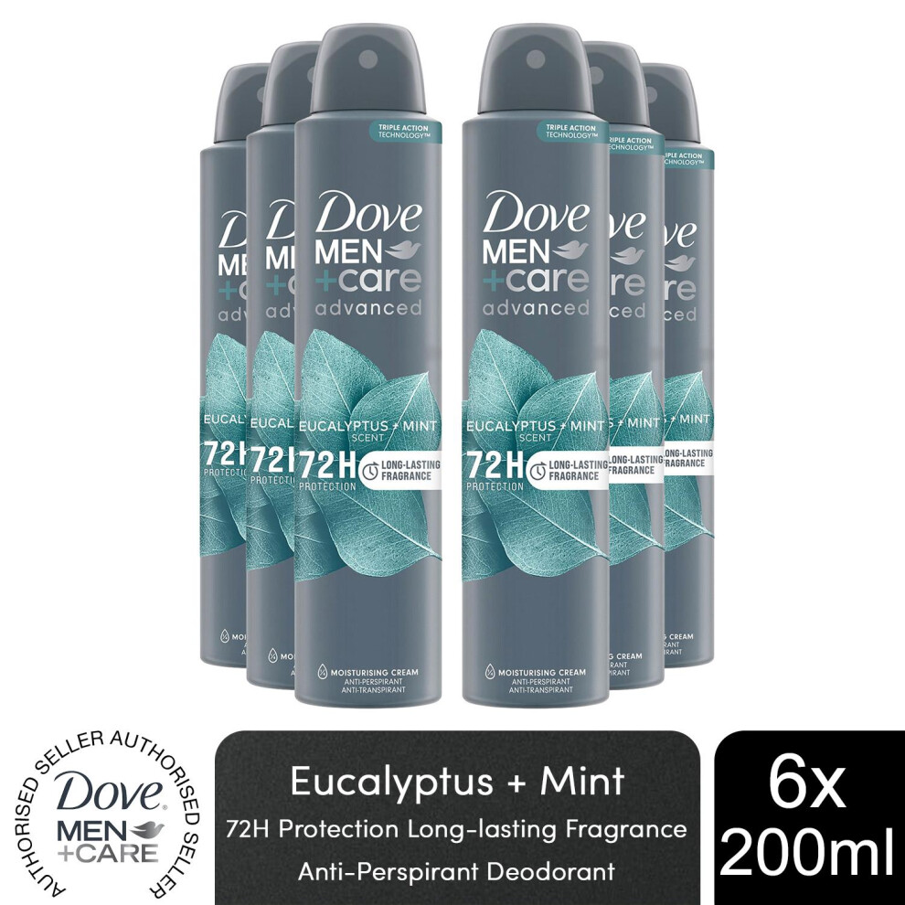 Dove Men+Care Advanced AP Deodorant Spray Eucalyptus + Mint, 6x200ml
