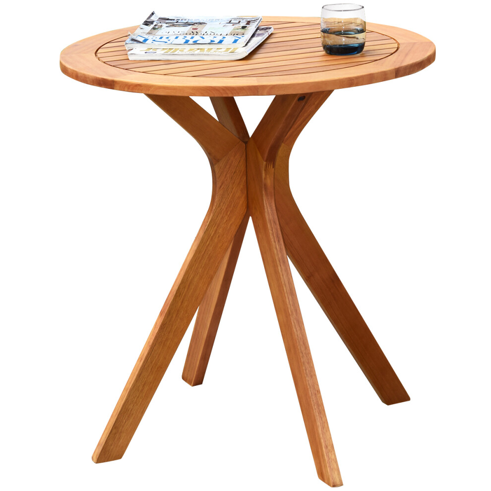 Wood Patio Bistro Side Table Garden 70cm Round Wooden Coffee Table